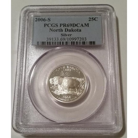 2006 S Silver North Dakota State Quarter Proof PR69 DCAM PCGS Blue Label - Picture 1 of 2